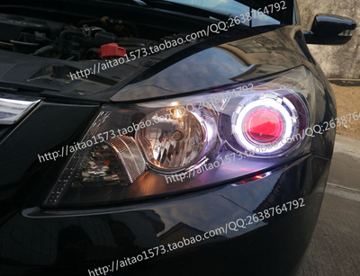 本田八代雅阁大灯总成改装q5透镜天使眼日行灯泪眼 雅阁海拉5透镜