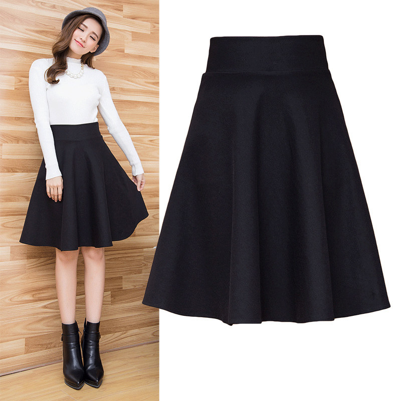 一折半身裙女中长款秋冬_半身裙秋冬 中长款a型2018新款女士大码短裙