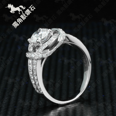 独角兽钻石18k白金 pt900铂金钻戒钻戒结婚戒指 豪华镶嵌钻戒女戒
