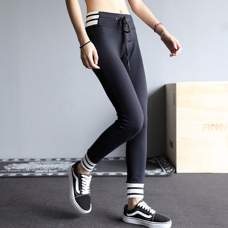 annerun春秋健身裤女弹力紧身健美瑜伽裤高腰显瘦跑步透气运动裤