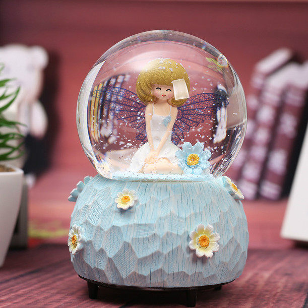 发光雪花水晶球音乐盒旋转八音盒儿童送女生闺蜜女孩创意生日礼物