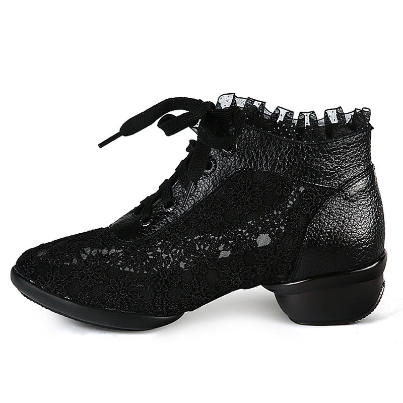 卡路奇真皮舞蹈鞋女2017新款跳舞鞋成人中跟