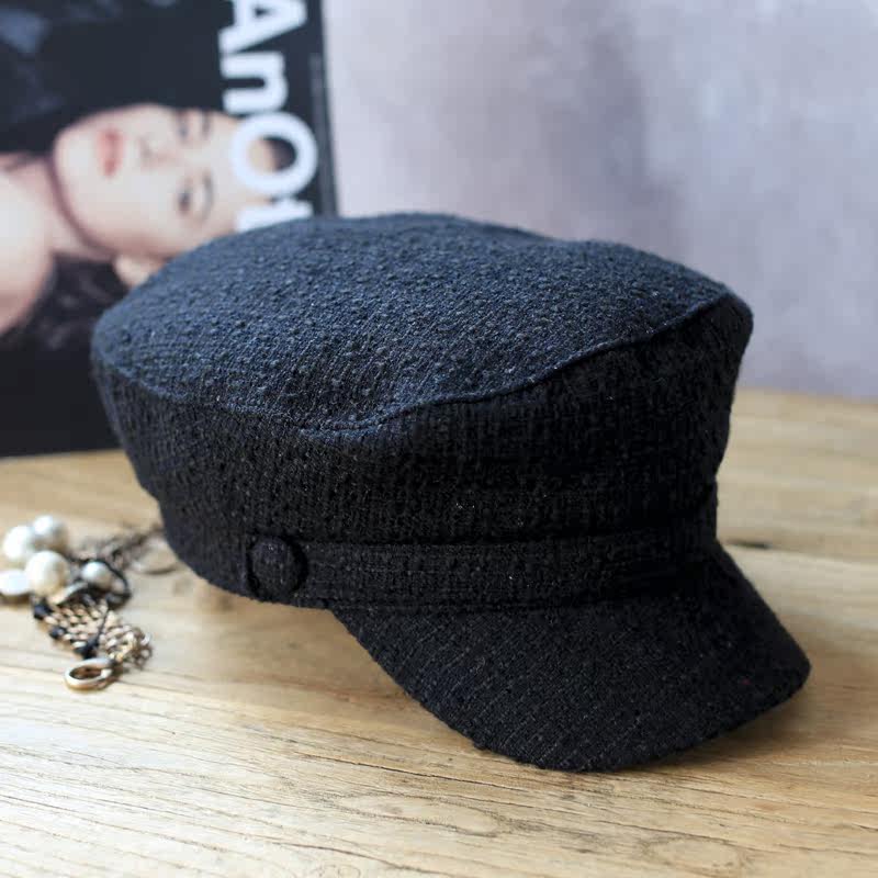 复古涩新款帽子秋冬款休闲海军平顶帽男女士水手帽春季鸭舌帽潮