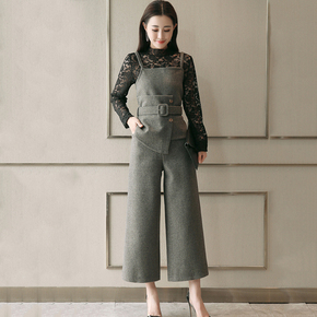 阔腿裤 毛呢灰色