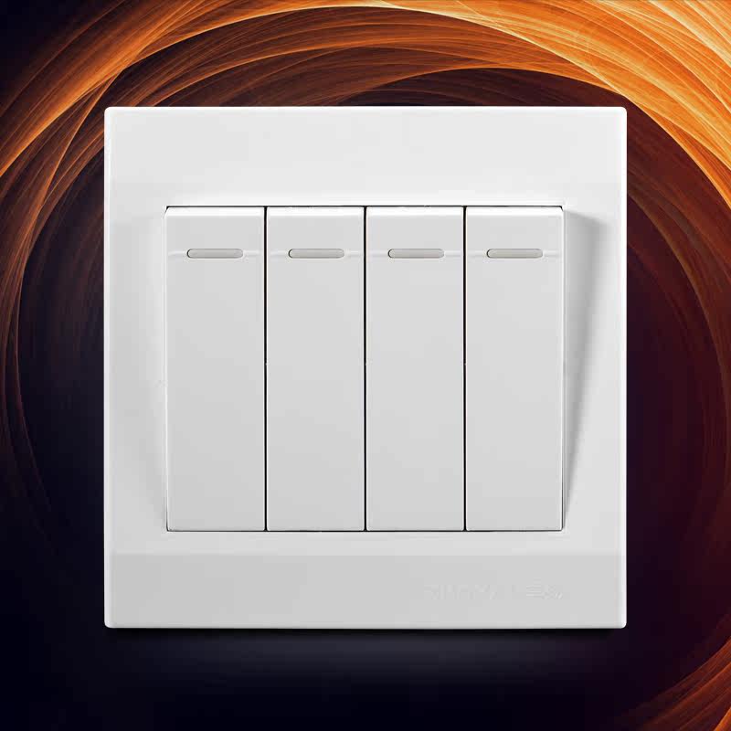 shien施恩电气 四位双控开关 4开双联86型家用墙壁暗装白色面板