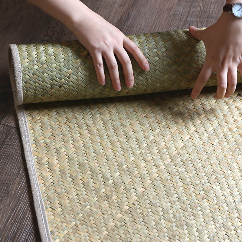 进口手工草编席子瑜伽垫 榻榻米风格亲子坐垫 手工编织宠物席