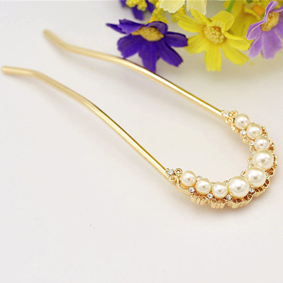 缀好饰品 韩版水钻发梳复古盘发插梳简约时尚发插梳子发饰头饰品