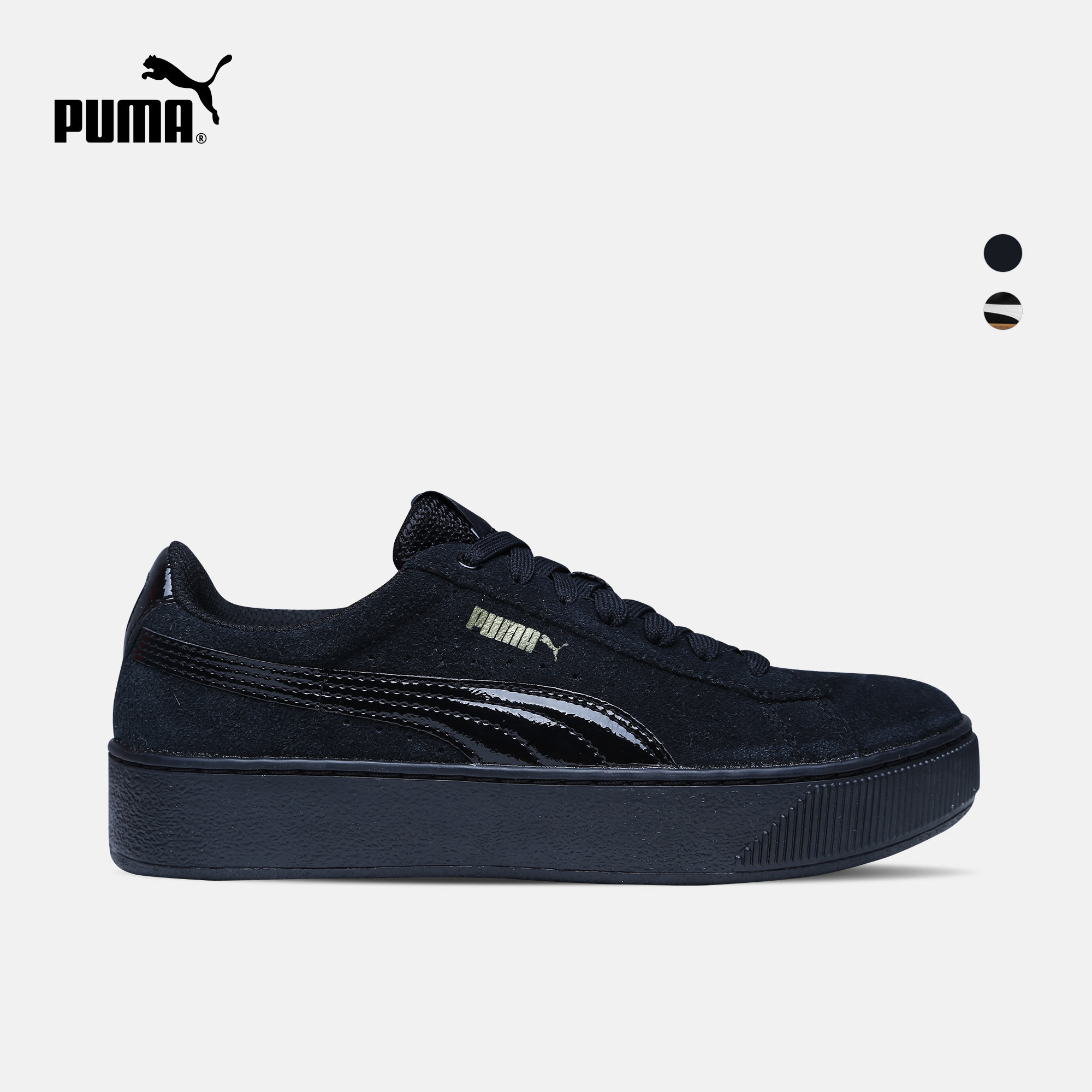 德国puma suede platform satin简版蕾哈娜麂皮板鞋粉黑杏绿