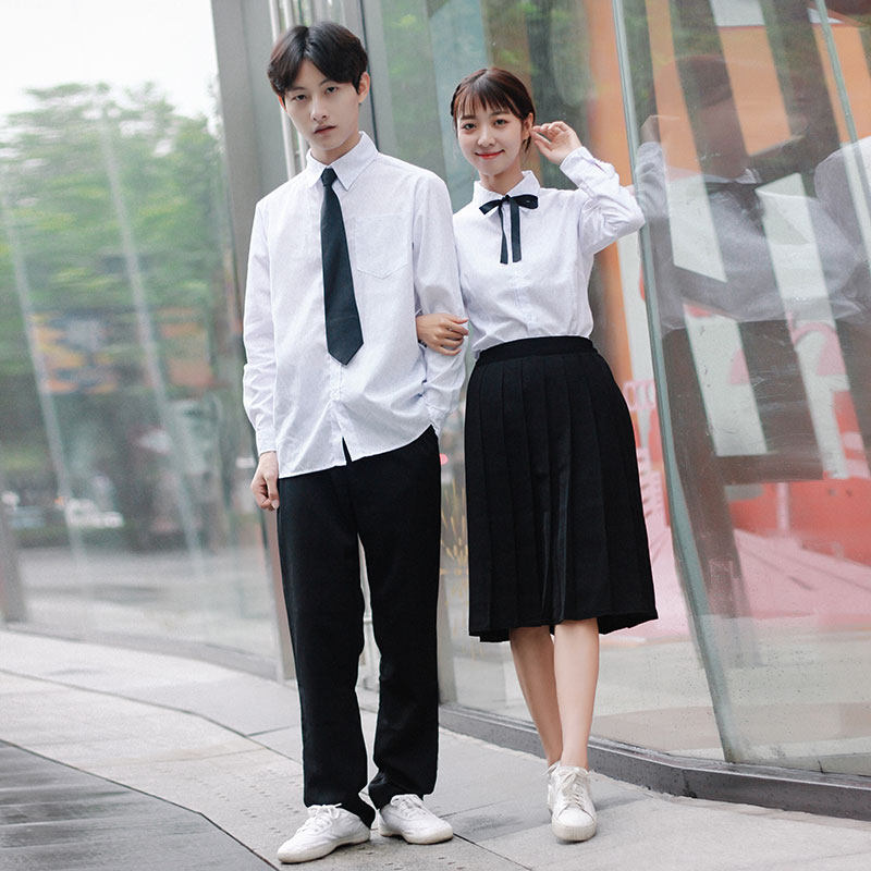 学院风_学院风秋冬校服韩版班服女生长裙学生装jk制服男生长袖白衬衫