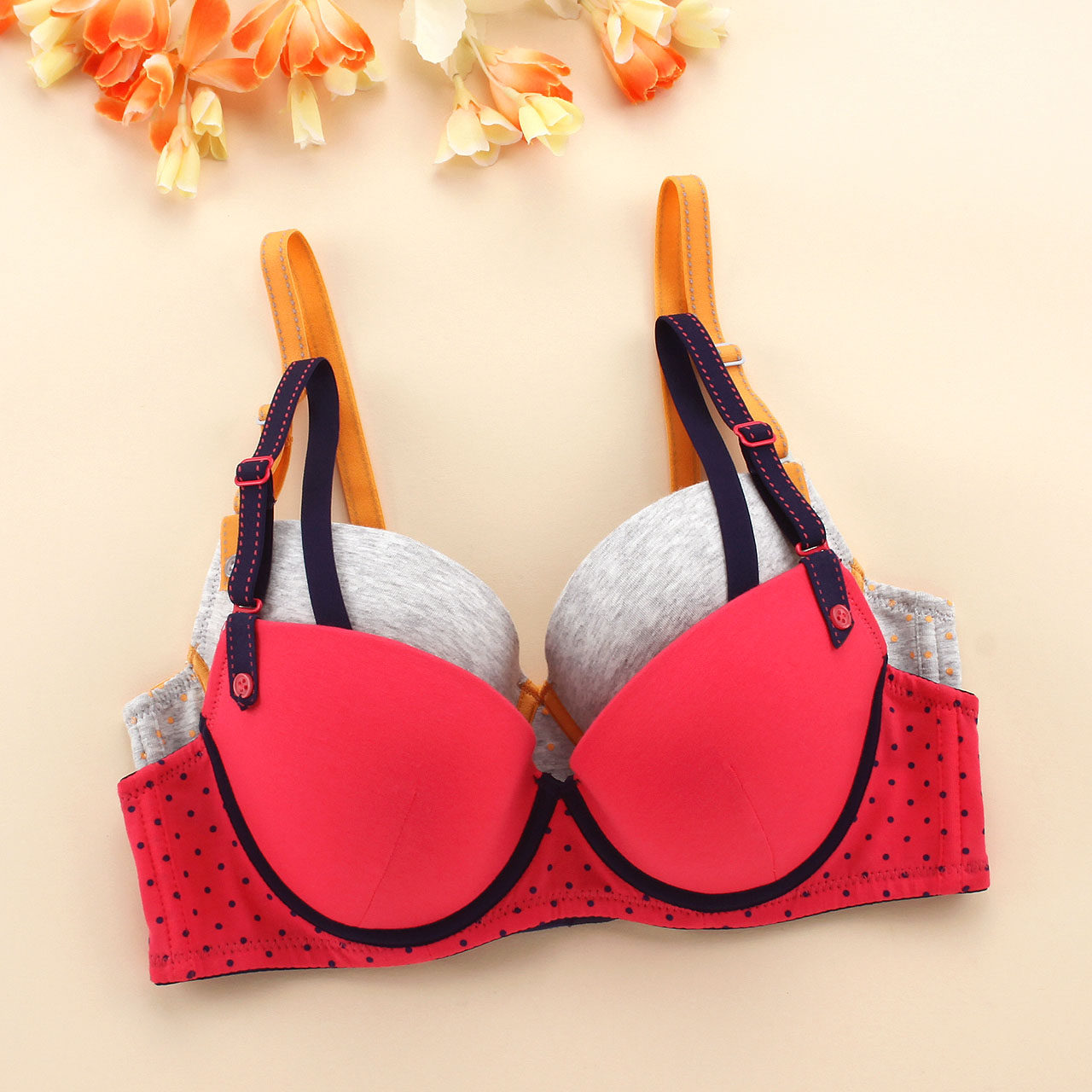 特价内衣女有钢圈学生_2件包邮百伶百俐纯棉薄款聚拢少女文胸有钢圈