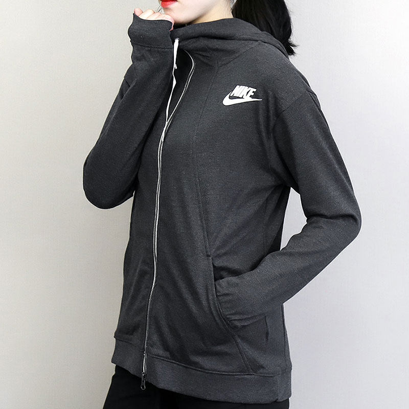 nike外套女 防风_nike耐克外套女装2018秋季新款针织宽松连帽运动服