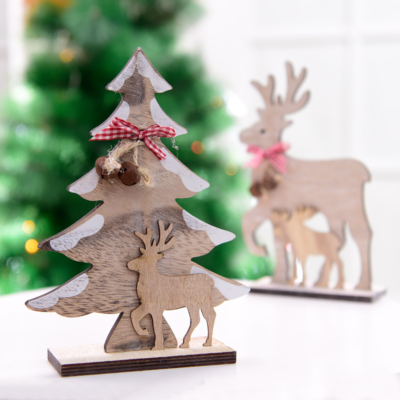 热销圣诞装饰品_港恒圣诞装饰品木质麋鹿圣诞树摆件装饰布置摆设成列