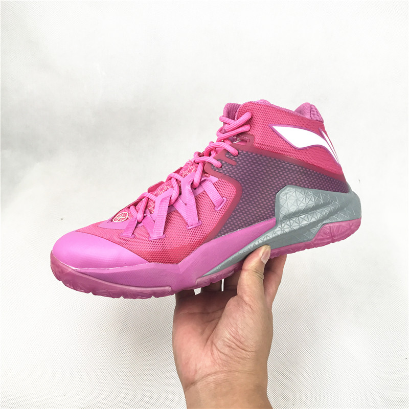 虎扑正品3折李宁韦德之道队尚3粉色爱心水晶底高帮包裹实战篮球鞋