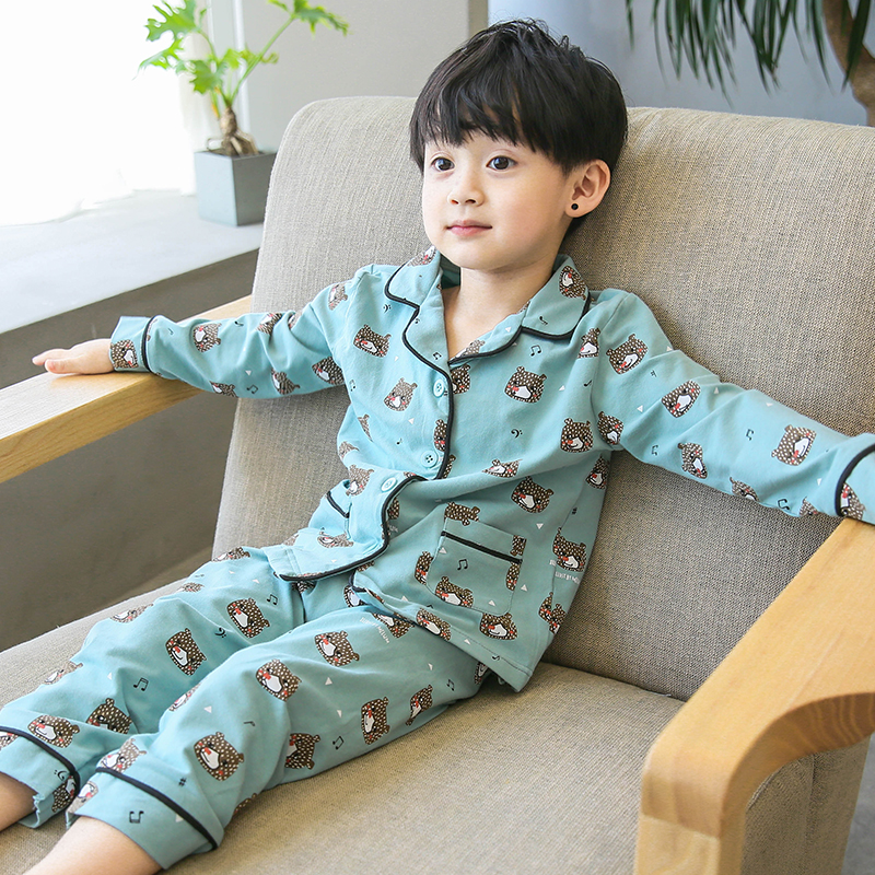 热销睡衣男童_儿童睡衣男孩7长袖6男童家居服套装纯棉4秋冬季5宝宝