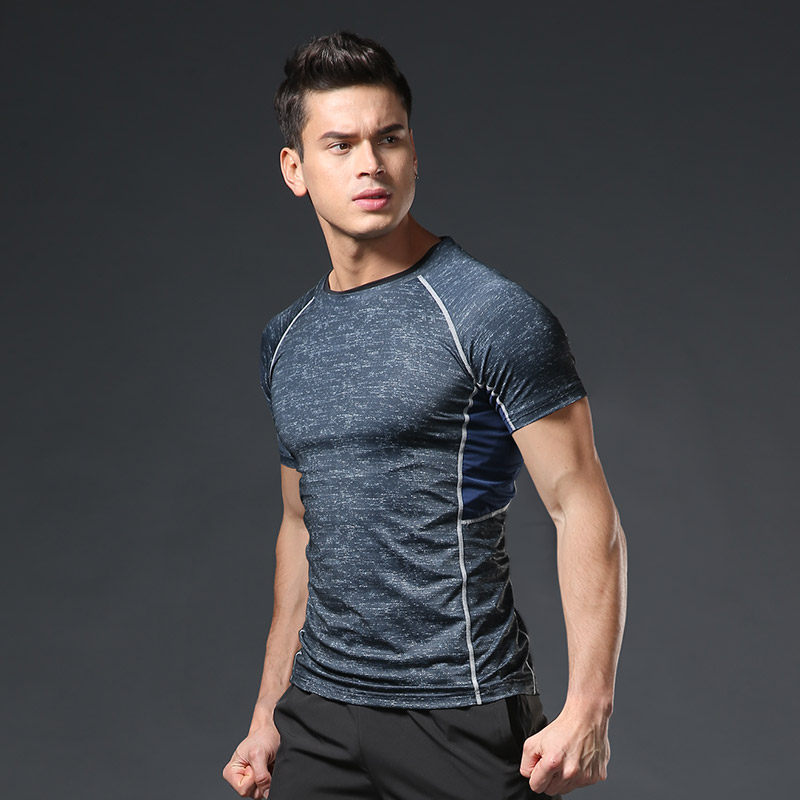 夏季男短袖速干紧身衣训练健身服运动跑步健身房上衣宽松压缩t恤