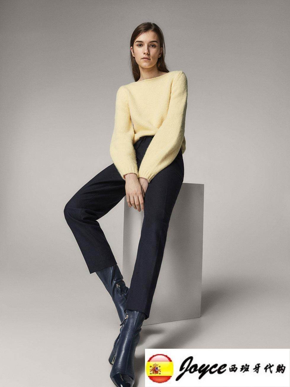 西班牙代购massimo dutti 女装运动款深蓝色法兰绒长裤 5004749