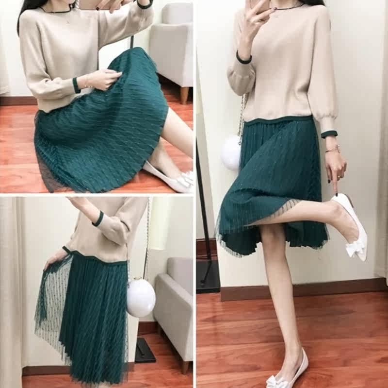 a字裙套装秋冬 显瘦