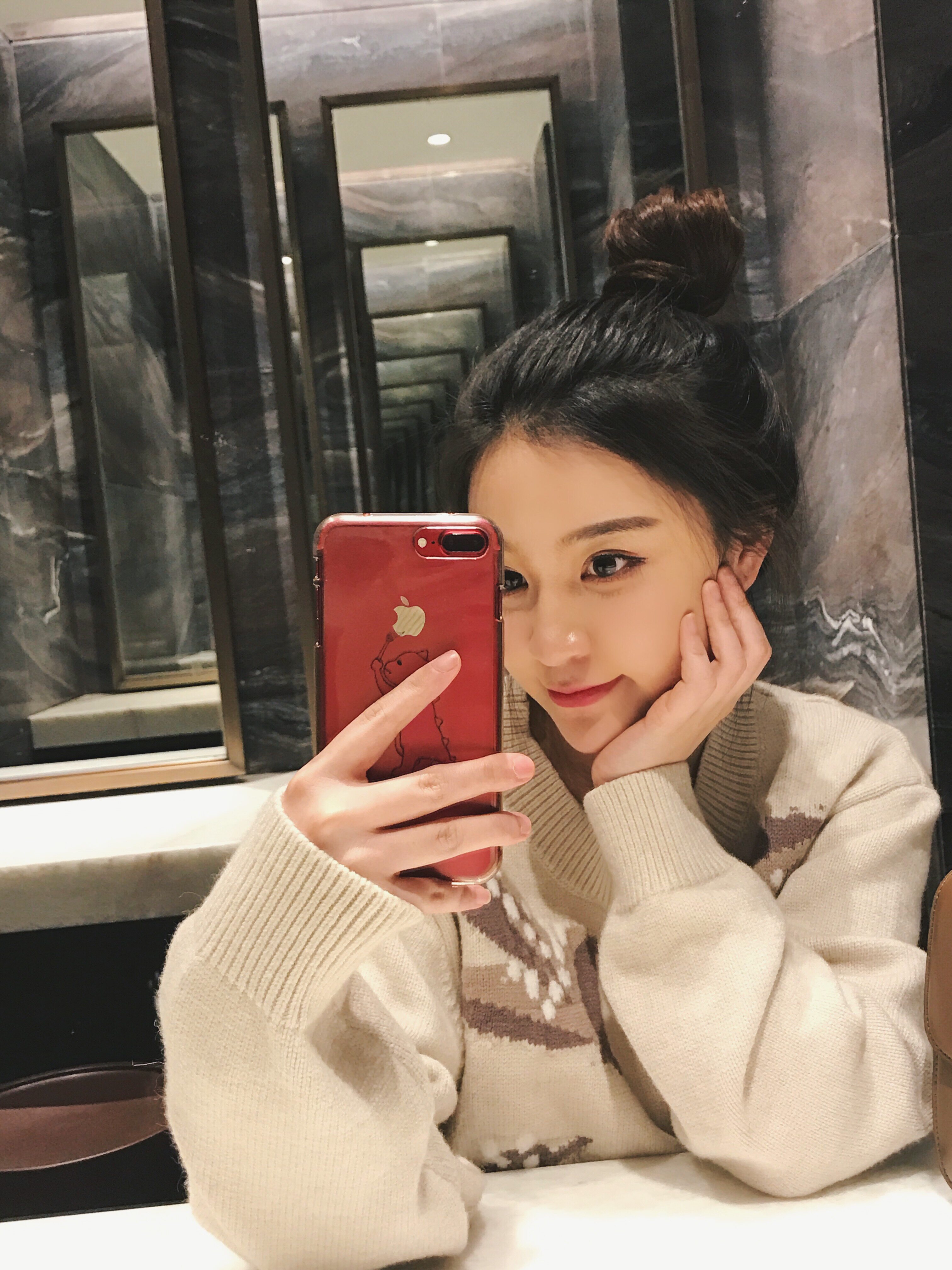 钱夫人chinstudio  树叶刺绣ins超火的打底毛衣女中长款针织衫潮