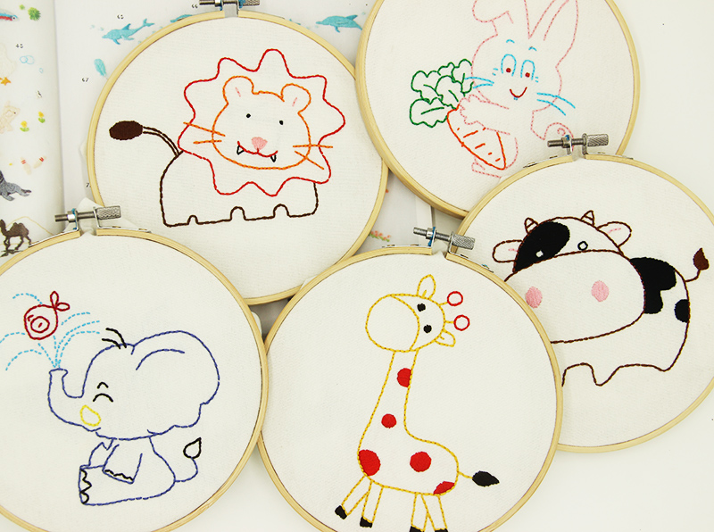 幼儿园儿童diy手工课刺绣制作 孩子简单卡通动物针线材料包