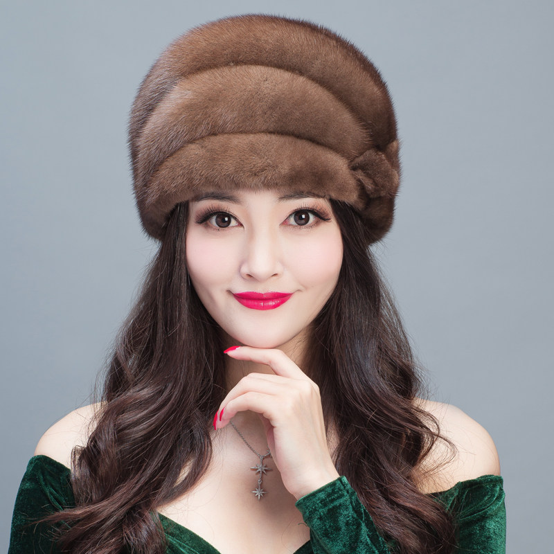 一折女士貂皮帽子整貂