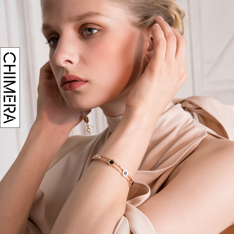 chimera奇美拉 欧美18k玫瑰金手镯小清新森系饰品情人节礼物