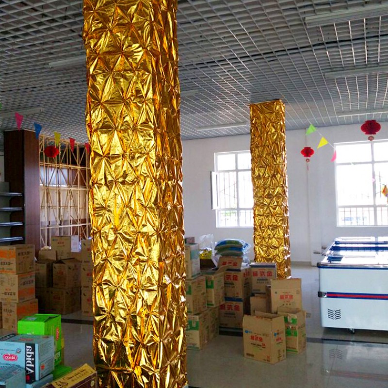 金色布料_中秋国庆节庆抓皱烫金布料包柱子褶皱布包树包墙装饰布金色