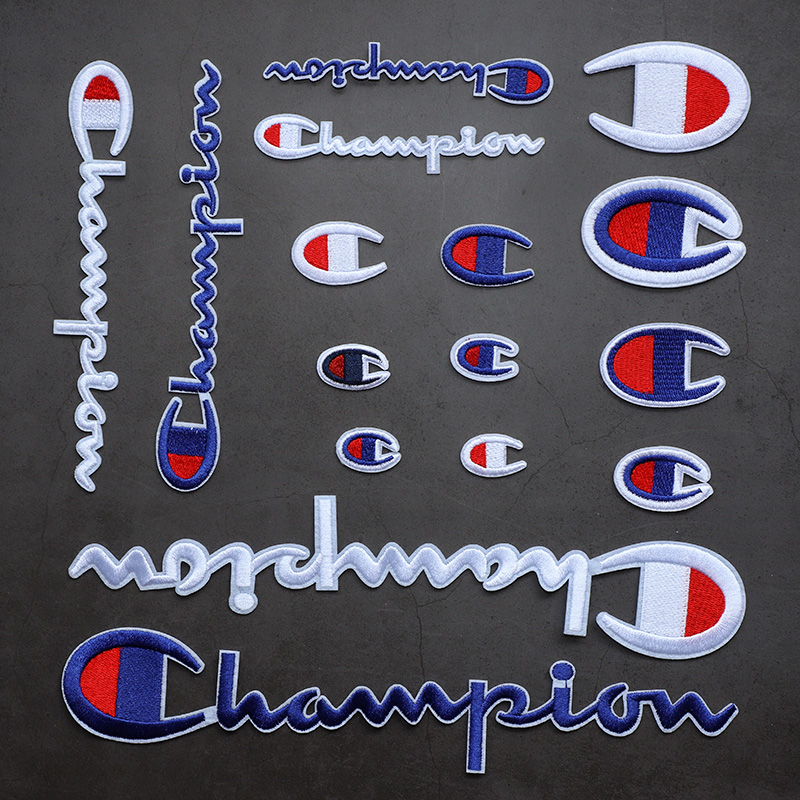 徽章衣服补洞时尚 logo 品牌标志 champion 冠军刺绣布贴大小号补丁贴