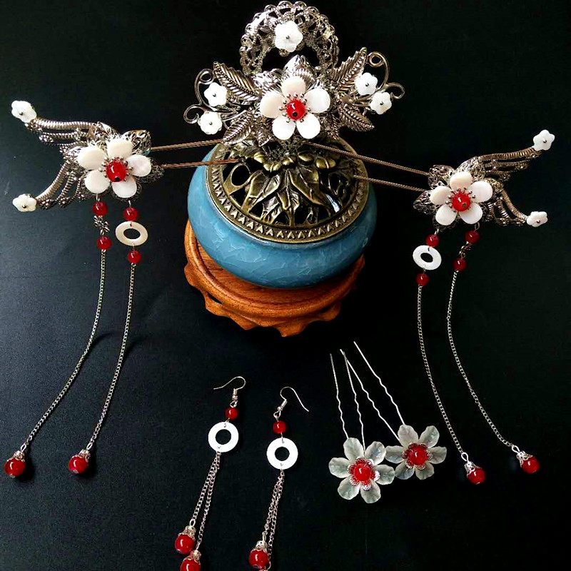 步摇_汉服头饰套装簪子流苏步摇古风发冠原创古装仙女发饰公主清新