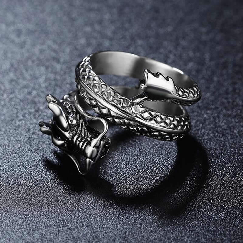 热销龙戒_中国民族风神龙指环 复古个性男士钛钢龙之戒 霸气时尚朋克