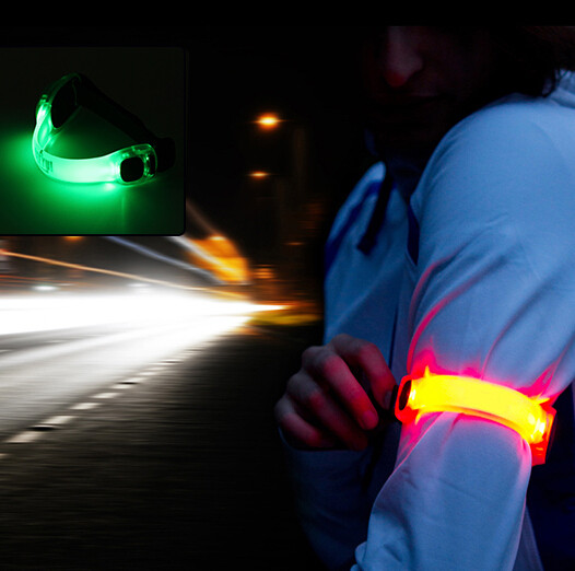 发光跑步手臂带 led运动手环夜跑骑行安全信号灯绑腿腕带反光装备