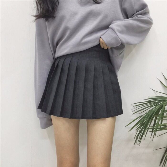 学生_chic早秋半身裙2018新款韩版学生高腰百搭修身显瘦百褶a字短裙女