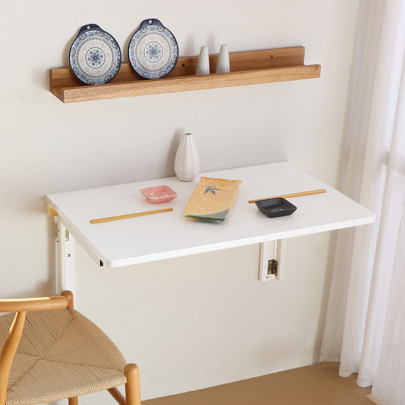 热销折叠餐桌 实木_白色壁挂折叠桌壁桌墙上桌上墙实木餐桌电脑桌学习