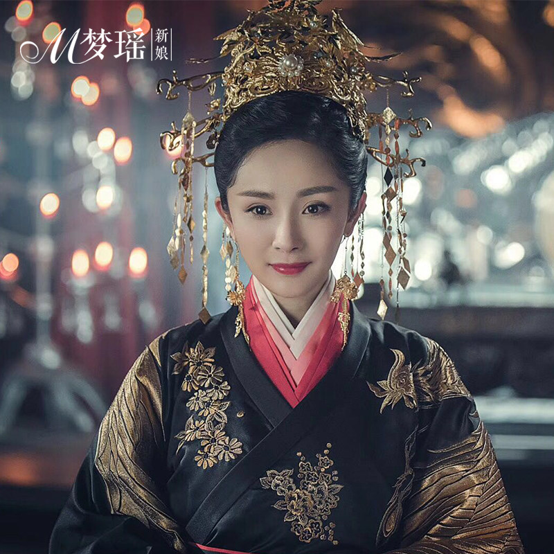 复古配饰_扶摇皇后结婚凤冠头饰宫廷古装剧cos道具金色凤凰拜堂复古