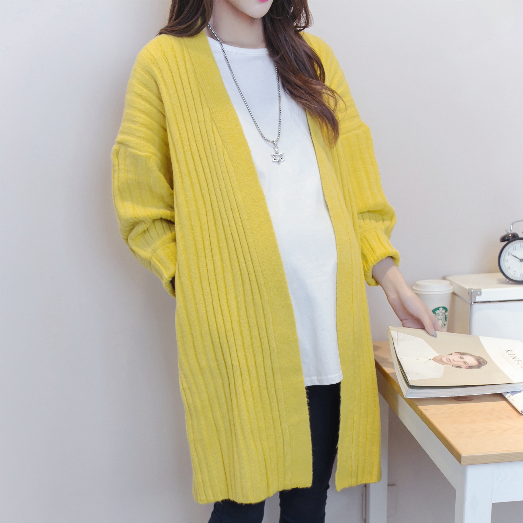 孕妇外套春装新款针织衫大码宽松上衣韩版孕妇装春季线衫毛衣开衫