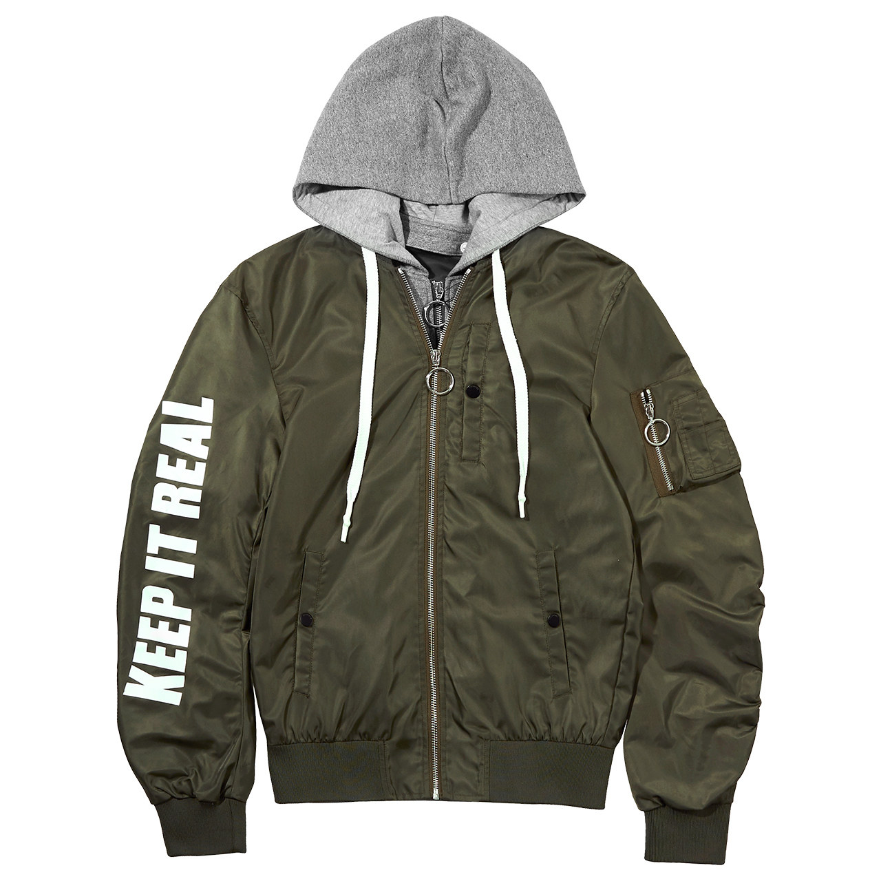 reshake华菲型格2017秋新品男刺绣飞行员夹克卫衣外套假两件套