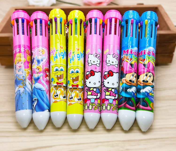 特价十色笔 奖品_韩国文具十色圆珠笔卡通多色笔记号笔 彩色圆珠笔