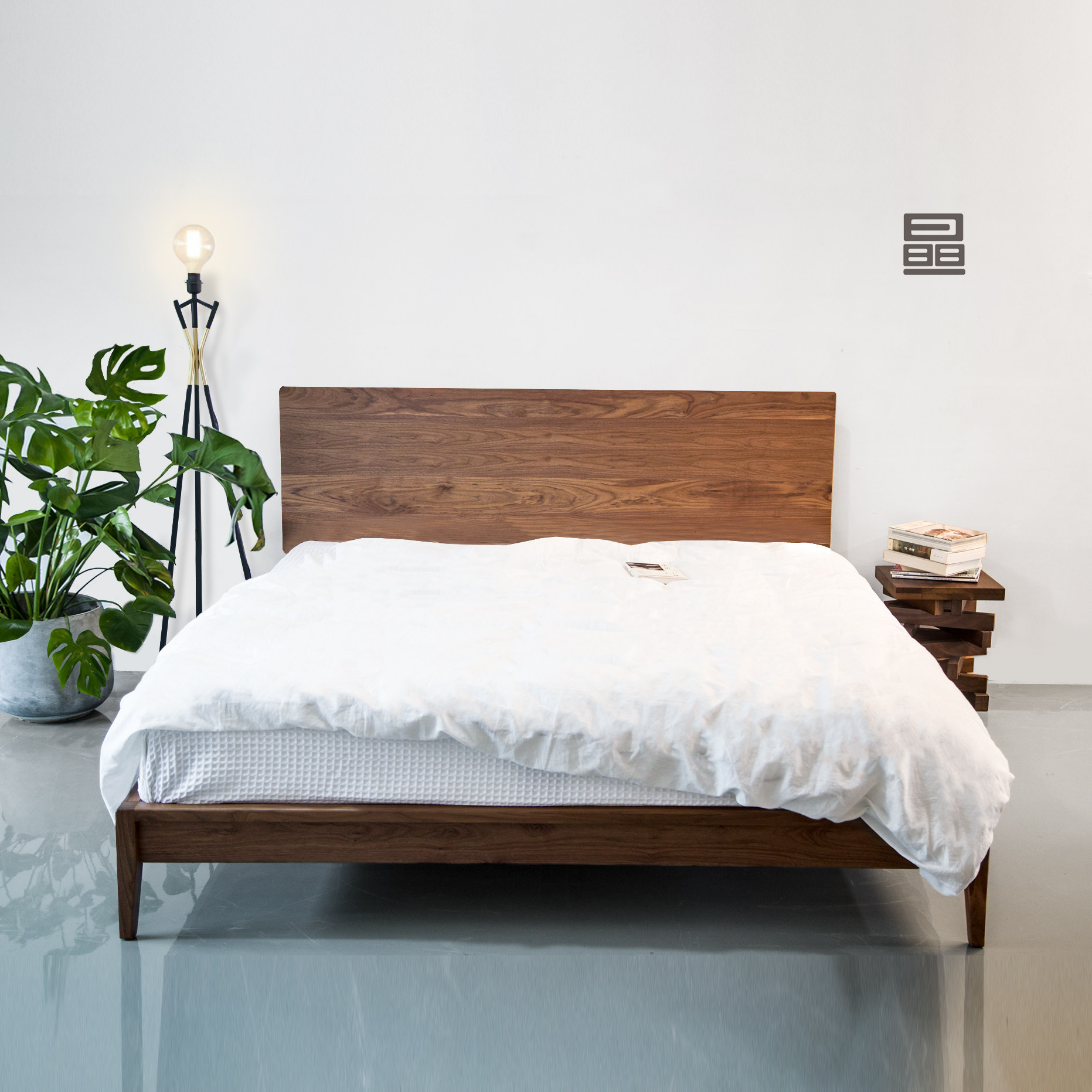 胡桃木床 北欧_晶一木道原创北欧全实木床1.