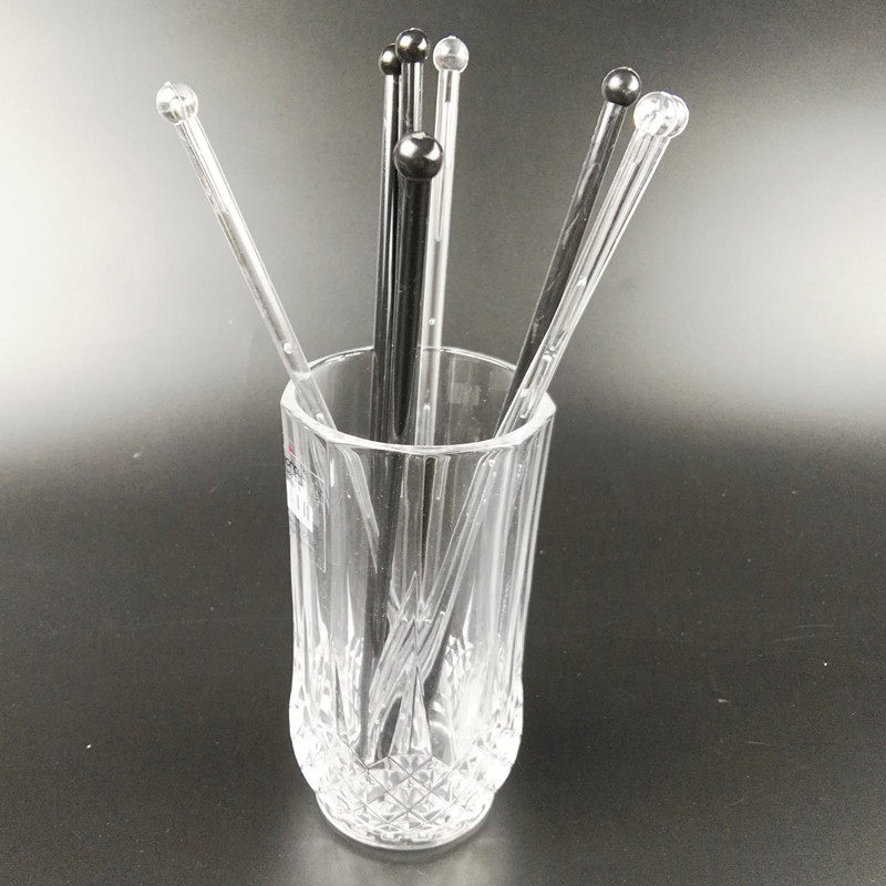 创意圆柱调酒棒特长鸡尾酒搅拌棒黑色透明塑料装饰棒酒吧ktv包邮