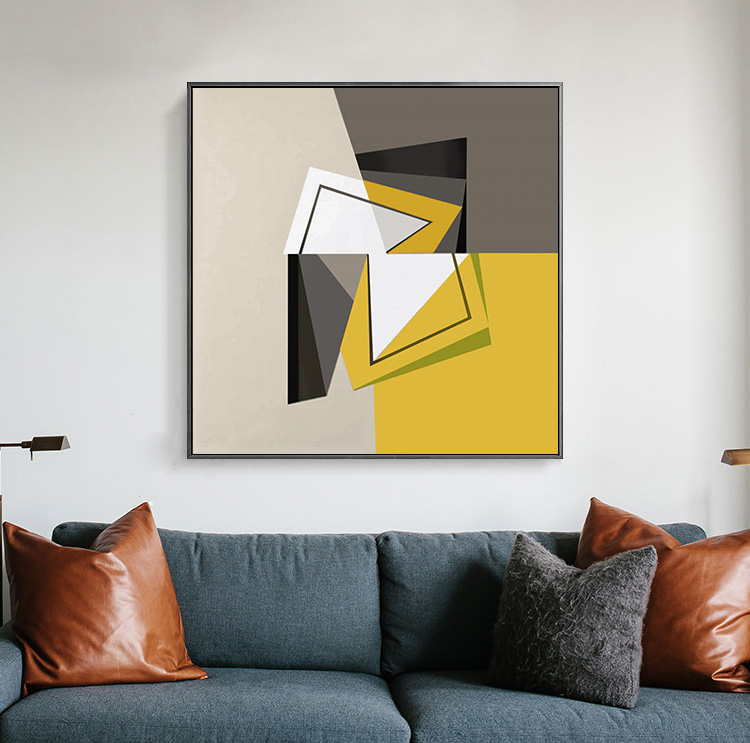 抽象壁画_柏轩 抽象几何装饰画客厅沙发背景墙餐厅玄关壁画办公室色块