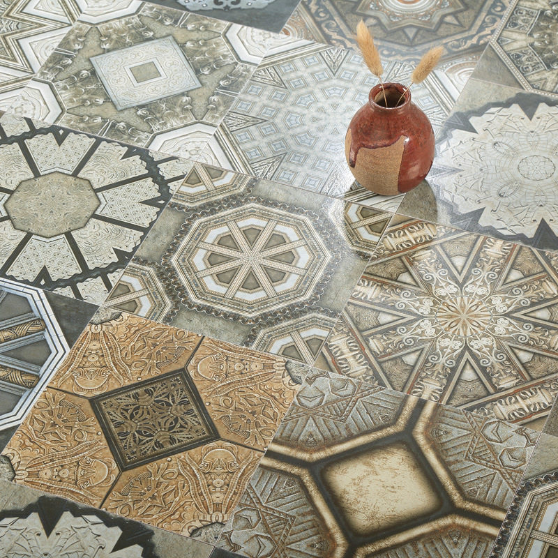 美式清新个性200x200西班牙小花砖墙面地面花色瓷砖佛山屋内地砖