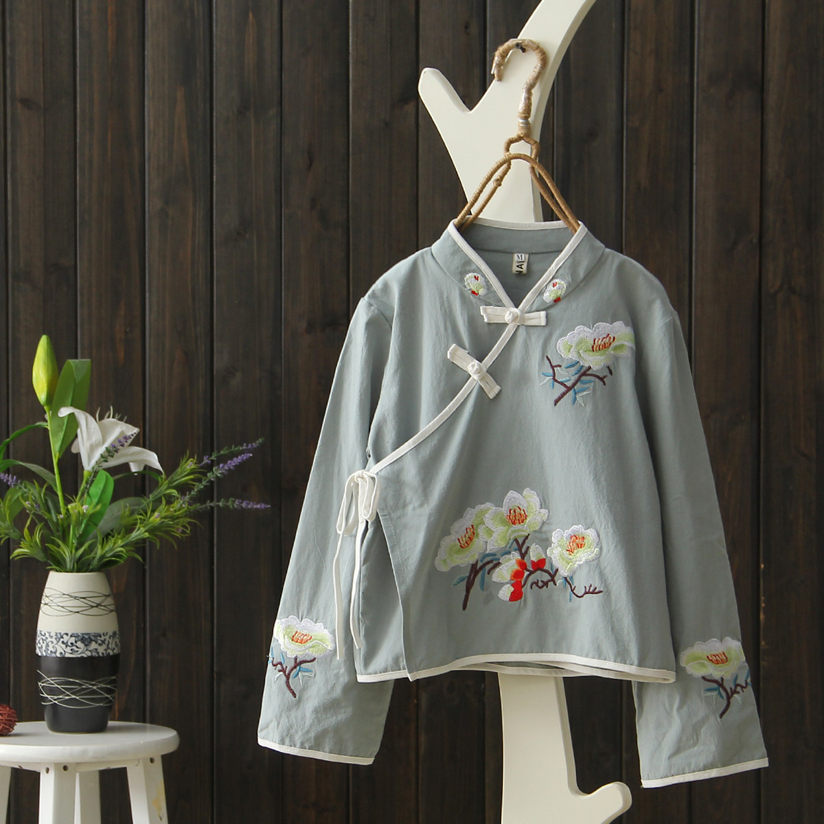 中式复古中国风旗袍上衣改良时尚短款民国盘扣唐装汉服上衣女优惠券