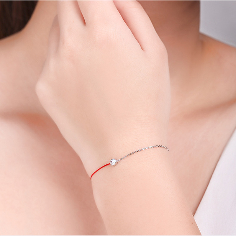 hk redline红绳手链pure半链红线钻石手链女本命年18k金