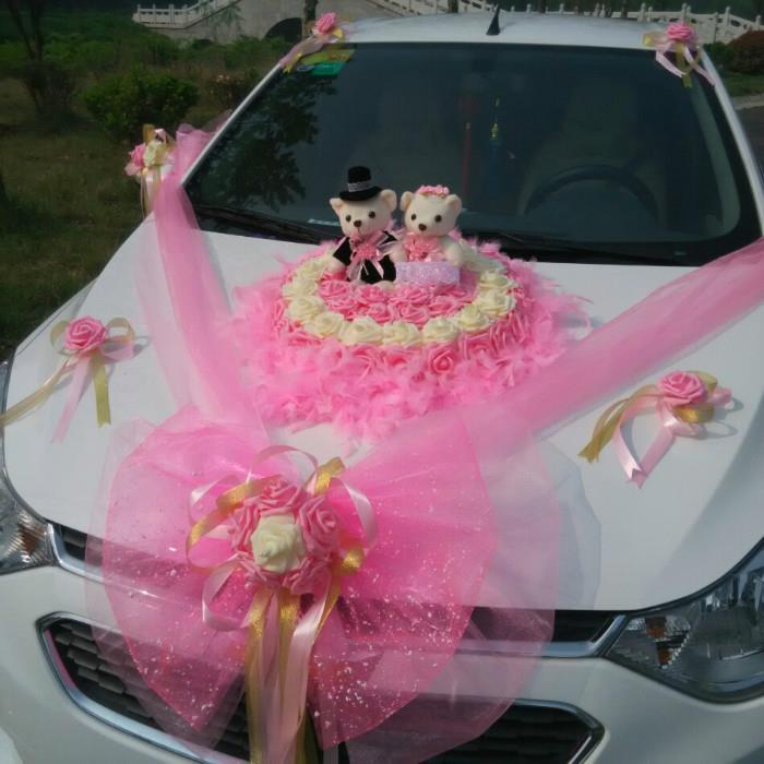 门把手装饰仿真绢花婚车装饰 婚礼花车新娘婚车