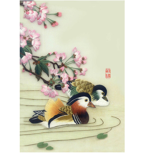 苏绣diy初学刺绣套件花草鸳鸯 赠刺绣针法教程