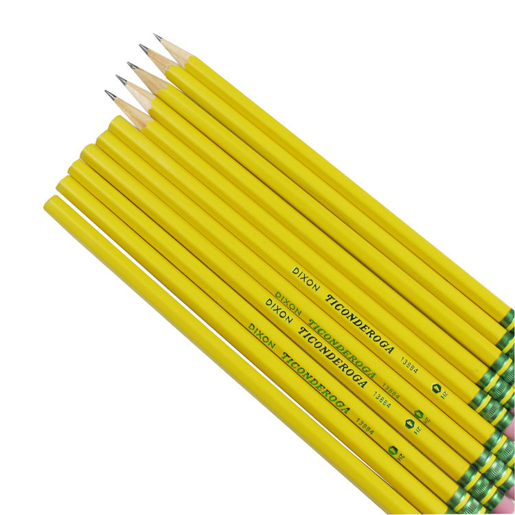 包邮 美国ticonderoga黄杆hb皮头铅笔 12支/盒 大西洋雪松制成