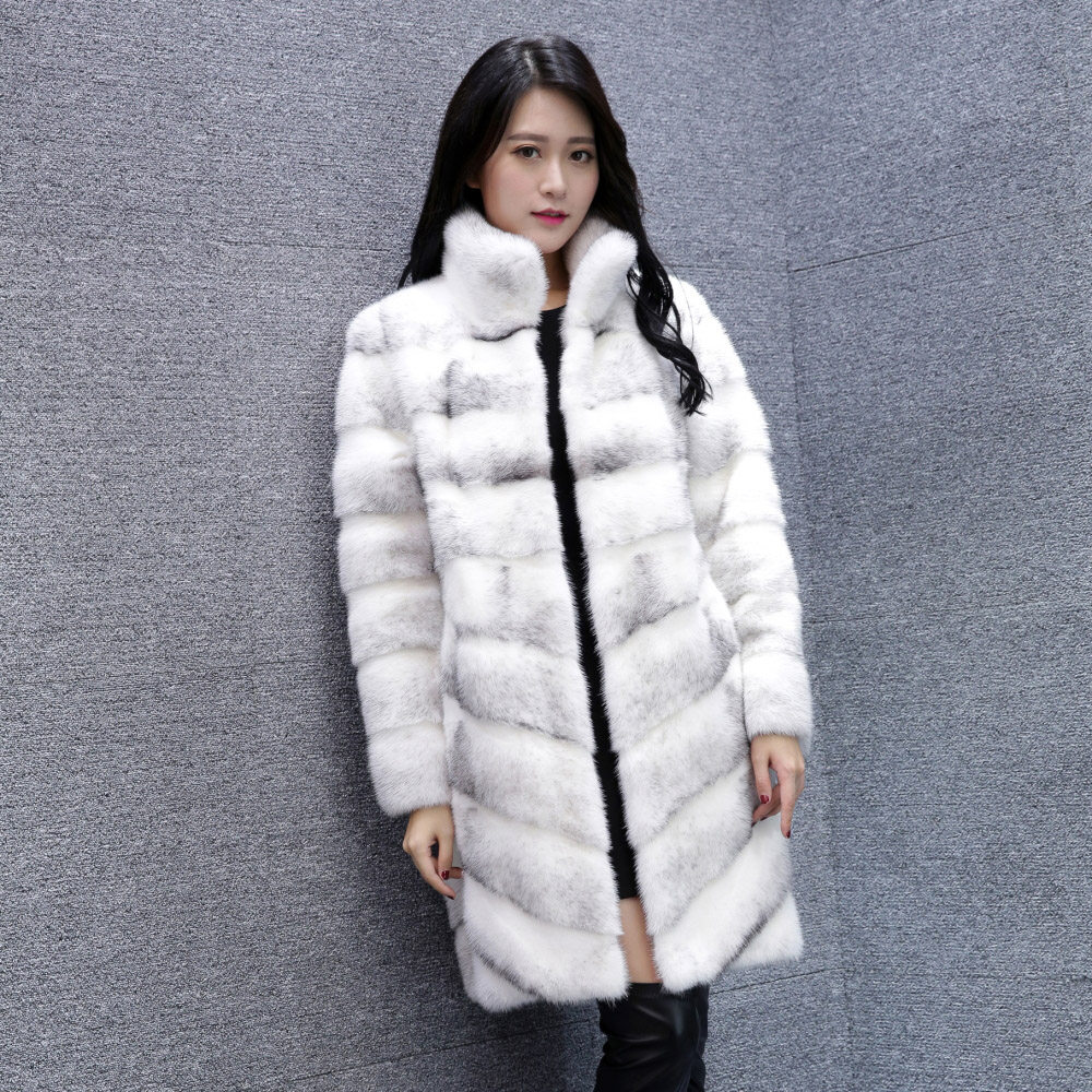 整水貂皮外套女中长款