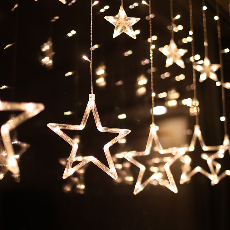 一折挂灯 装饰灯_星星灯房间装饰led小彩灯闪灯串灯满天星窗帘灯挂灯