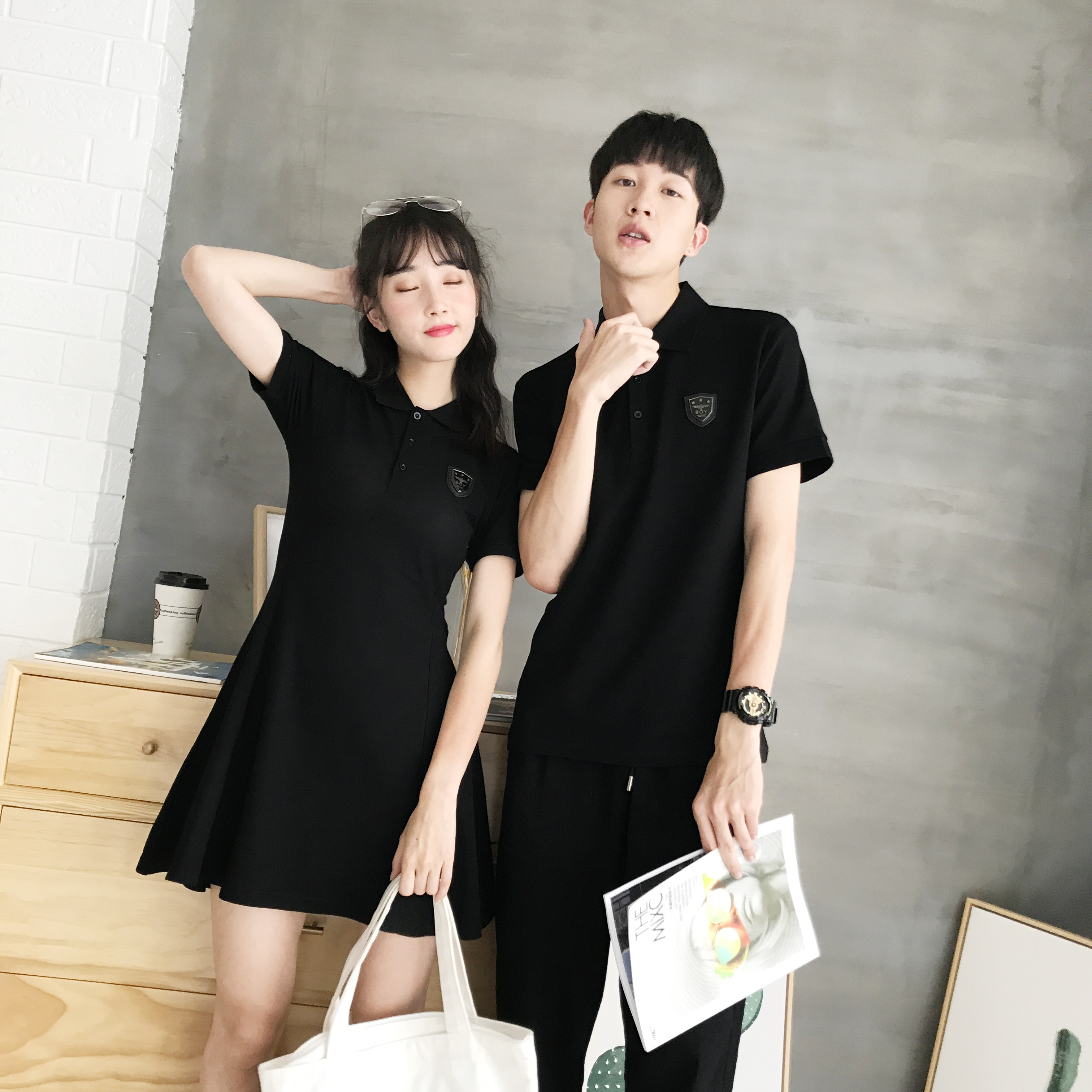 情侣装夏装连衣裙 学生