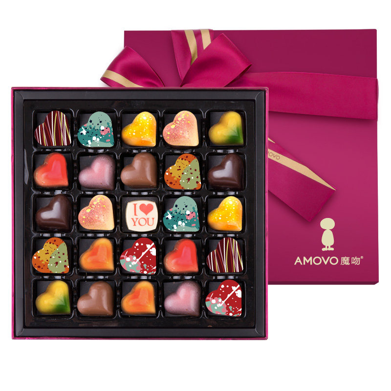 amovo魔吻情人节高端巧克力礼盒装送女友创意纯