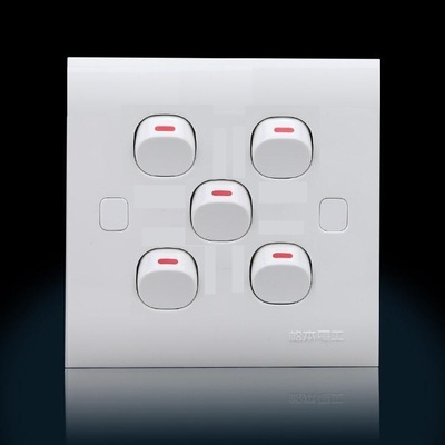 soben松本电工开关插座 86型 b3系列五位单控开关 指甲开关面板